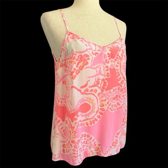 Lilly Pulitzer Silk Pixie Cami Top Size S Trunk In Love Palm Beach Chic Resort - Picture 1 of 9